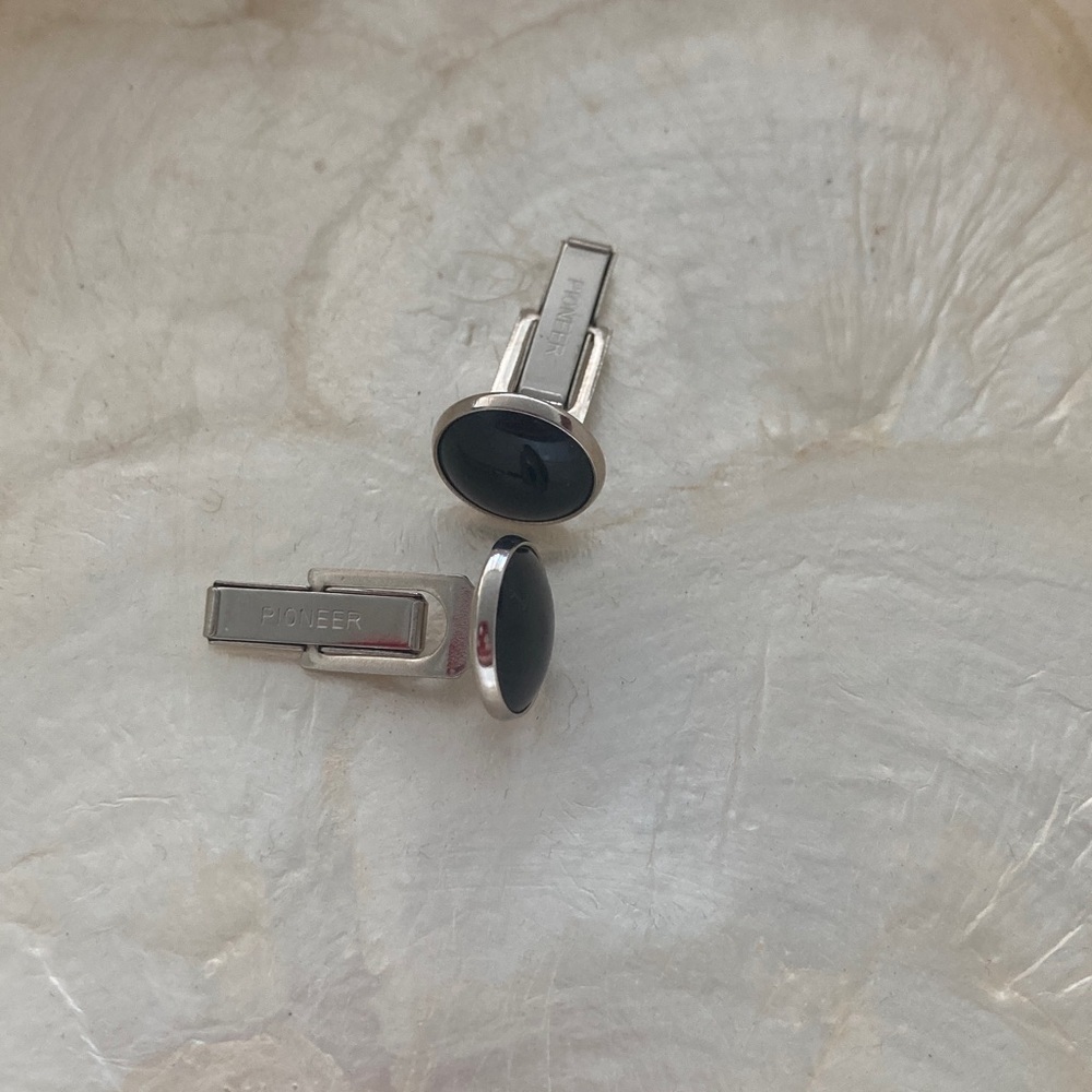 PIONEER Black and Silver Cufflinks